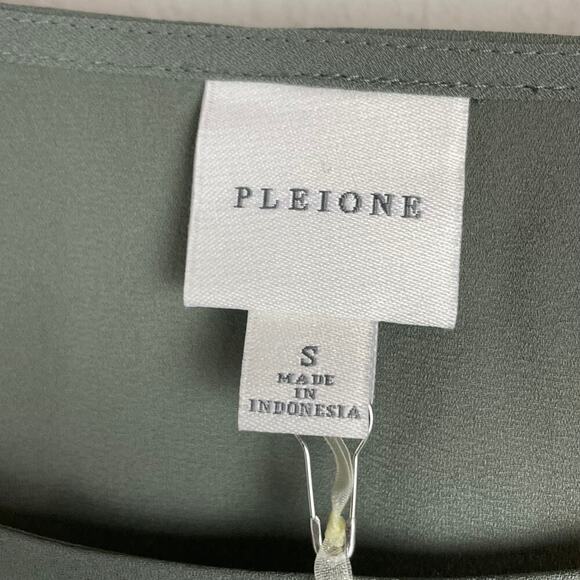 NWT Pleione Blouse Top Size‎ S Sage Green Blouse Smocked Ruffle Long Sleeve - Picture 5 of 6